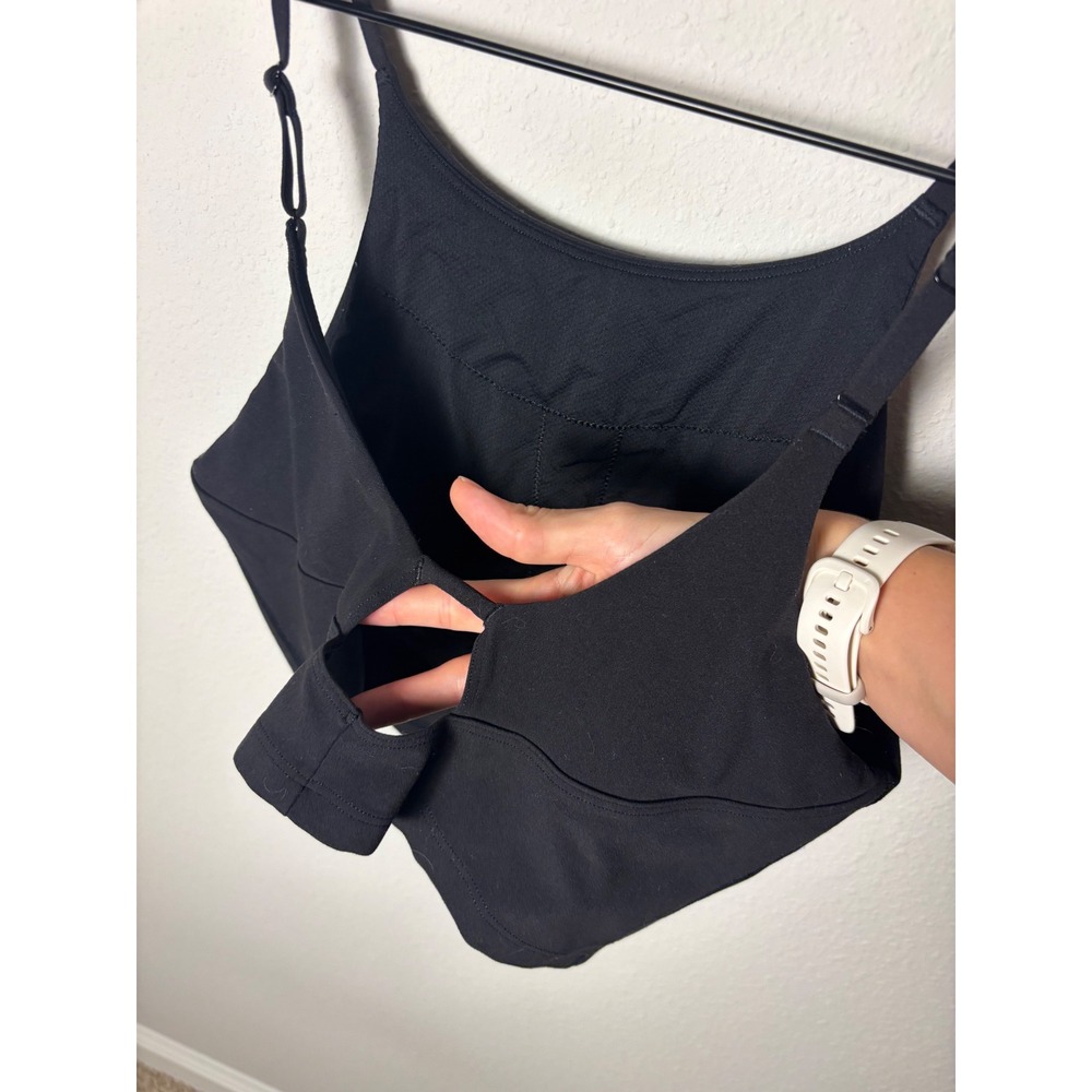 Athleta Intention Crop Top Longline Bra Black A-C Cup Size Medium M Cutout Back - Picture 3 of 4